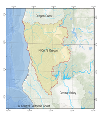 Map of N CA - S Oregon Recovery Domain